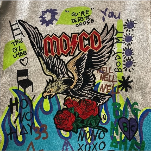 Honey Pot Leather Jacket Graffiti Women’s 3XL - Picture 3 of 7